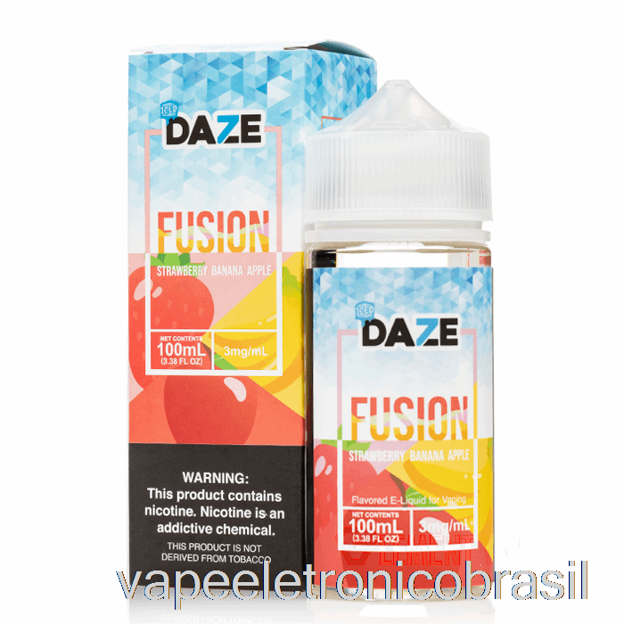 Vape Recarregável Gelado Morango Banana Maçã - 7 Daze Fusion - 100ml 3mg